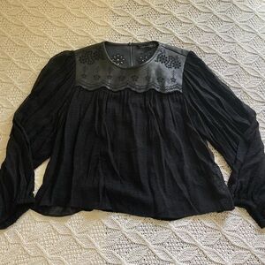 Zara Embroidered Leather Blouse